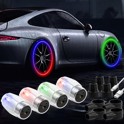 أضواء LED الذكية لصمامات إطارات السيارة – خلي سيارتك تلفت الأنظار بكل حركة
