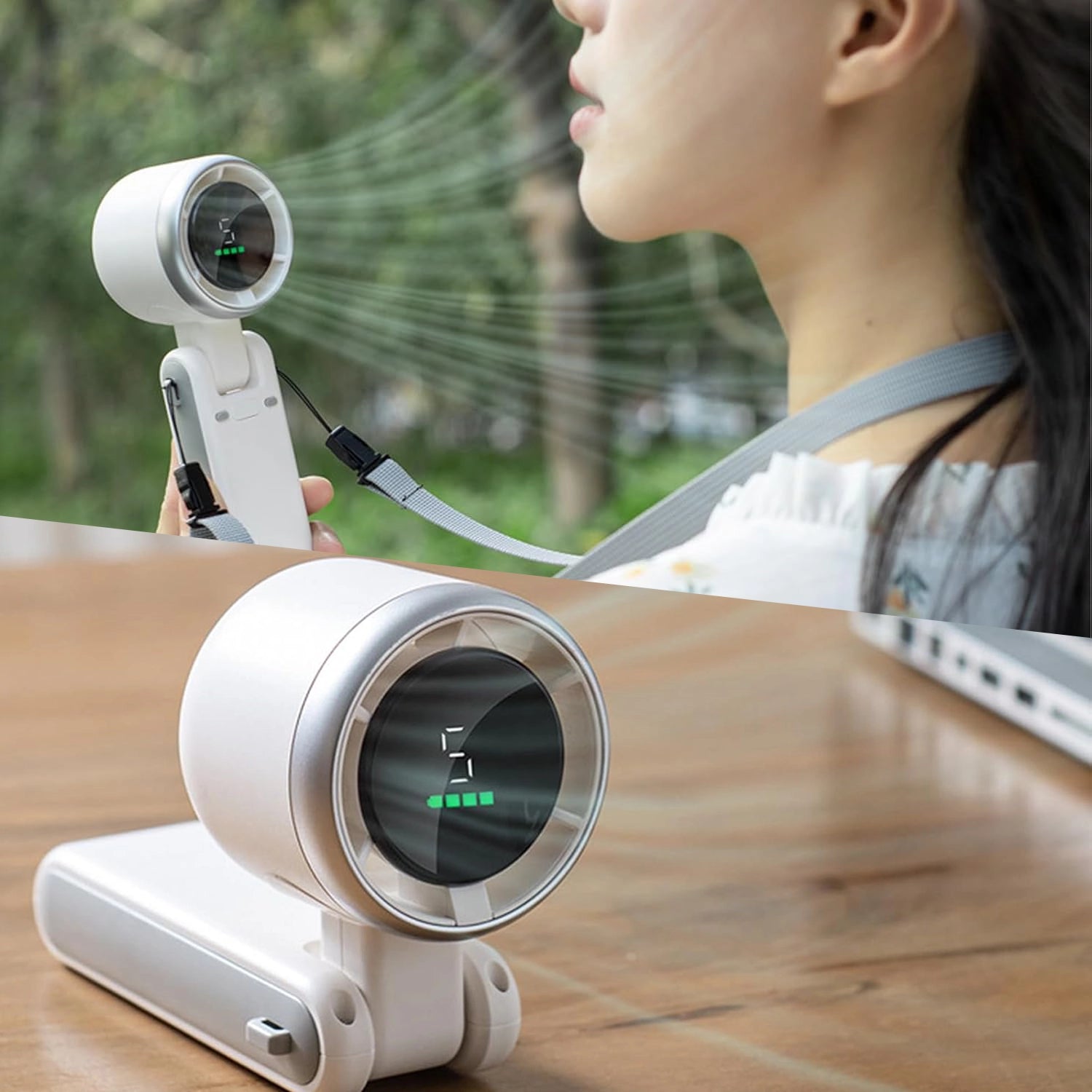 Ventilateur Portable Une fraîcheur instantanée, partout où vous allez.
