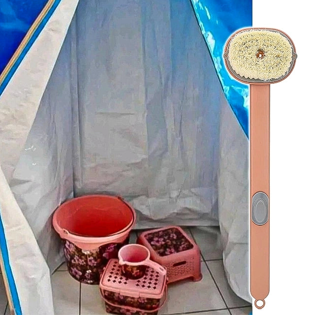 حمّام بلاستيكي متنقل مع فرشاة الإستحمام للوصول لأصعب المناطق